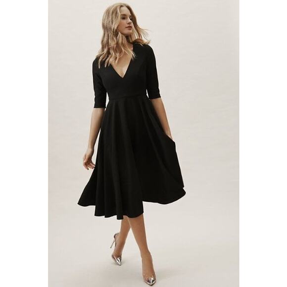 NWT Anthropologie BHLDN Valdis Midi Dress $230 SIZE 2 Black Mother of The Bride - Picture 1 of 6